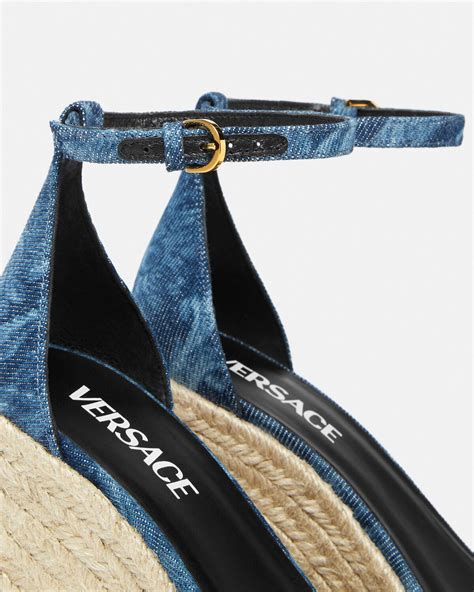 sandali barocco versace|versace laser denim sandals.